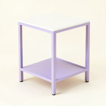 Beejay Metal Nightstand In White/Light Purple (synthetic illustration; no displayed measurements)