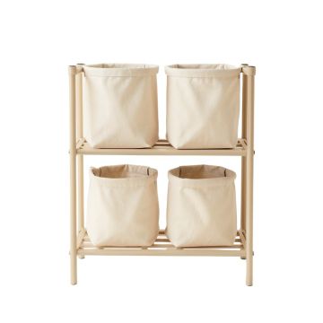 Holly Bluff Laundry Sorting Station With Plain Removable Bags - Beige