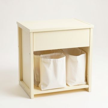 Ash Crest Laundry Sorting Station With Plain Removable Bags - Cream (synthetic illustration; no displayed measurements)