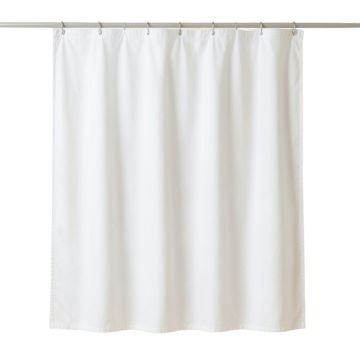 Stone Brook Shower Curtain Hanging Flat From A Plain Rod - White