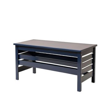 Sage Arc Narrow Outdoor Storage Bench - Navy