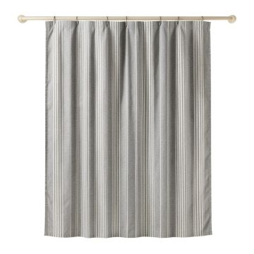 Hill Canyon Shower Curtain Hanging Flat From A Plain Rod - Gray
