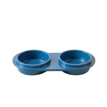 Sage Bend Pet Feeding Stand With Two Plain Empty Bowls - Blue