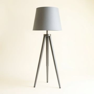 Reed Branch Floor Lamp With A Plain Fabric Shade - Gray (synthetic illustration; no displayed measurements)