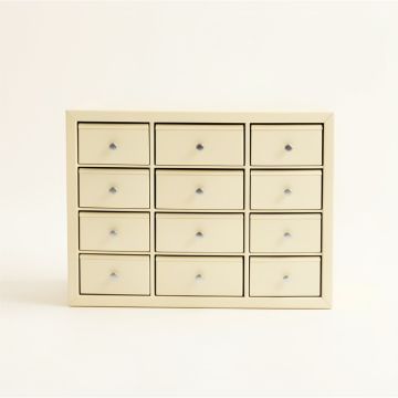 Pine Bridge Small-Parts Storage Drawer Cabinet - Ivory (synthetic illustration; no displayed measurements)