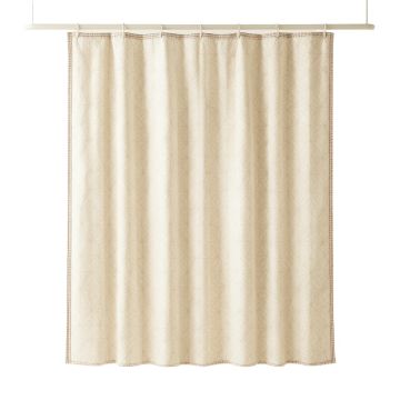 Cove Crest Shower Curtain Hanging Flat From A Plain Rod - Cream