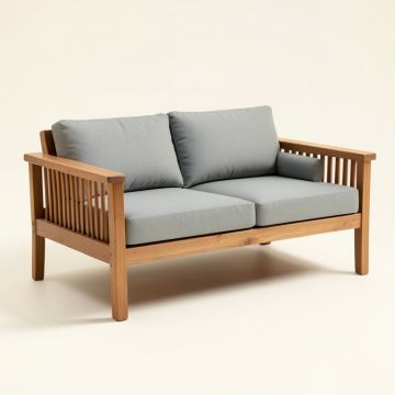 Brunswick Teak Patio Sofa With Cushions (synthetic illustration; no displayed measurements)