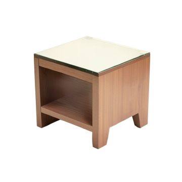Goodspeed Record Glass Top 4 Legs End Table With Storage