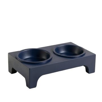 Field Dale Pet Feeding Stand With Two Plain Empty Bowls - Navy