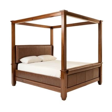 Miroir King Solid Wood And Upholstered Low Profile Four Poster Bed