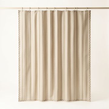 Willow Dell Shower Curtain Hanging Flat From A Plain Rod - Beige (synthetic illustration; no displayed measurements)
