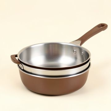Ayesha Curry Stainless Steel 2-Piece Non-Stick Skillet Set (synthetic illustration; no displayed measurements)