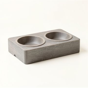 Hill Branch Pet Feeding Stand With Two Plain Empty Bowls - Gray (synthetic illustration; no displayed measurements)