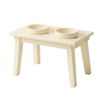 Linden Crest Pet Feeding Stand With Two Plain Empty Bowls - Cream