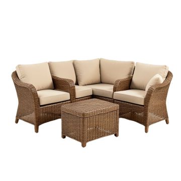 Milda Courtyard Porch 3 Piece Rattan Seating Group With Cushions