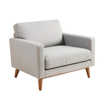 Northstate Mid-Century Modern Light Grey Fabric Upholstered Loveseat