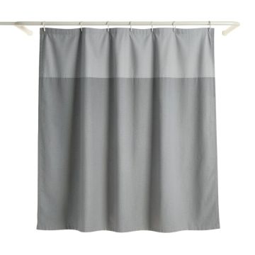 Slate Bluff Shower Curtain Hanging Flat From A Plain Rod - Gray