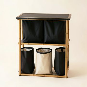 Birch Dale Laundry Sorting Station With Plain Removable Bags - Black (synthetic illustration; no displayed measurements)