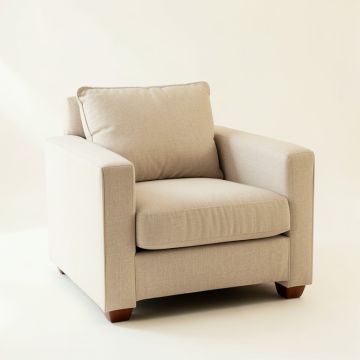 Slate Arc Upholstered Armchair - Beige (synthetic illustration; no displayed measurements)