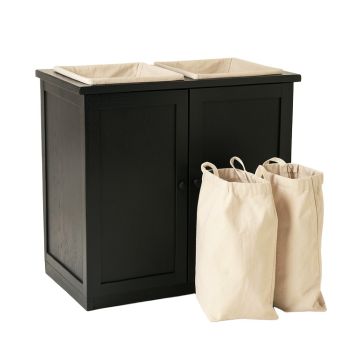 Meadow Bend Laundry Sorting Station With Plain Removable Bags - Black