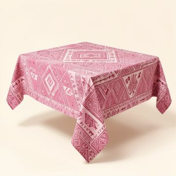 Colored Geometric And Maya Patterns And Arrows Bohemian Style Native Art Tablecloth (synthetic illustration; no displayed measurements)