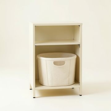 Slate Bluff Freestanding Pull-Out Hamper Cabinet - Ivory (synthetic illustration; no displayed measurements)