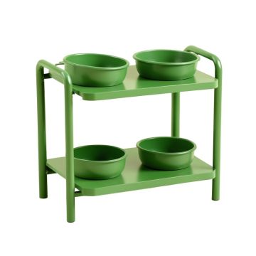 Summit Brook Pet Feeding Stand With Two Plain Empty Bowls - Green