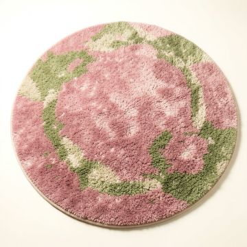 Round Shag Pink/Green/Beige Area Rug (synthetic illustration; no displayed measurements)