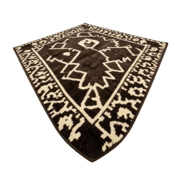 Gurpreet Geometric Tufted Wool Dark Brown/Beige Area Rug