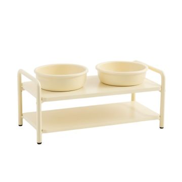 Willow Canyon Pet Feeding Stand With Two Plain Empty Bowls - Cream