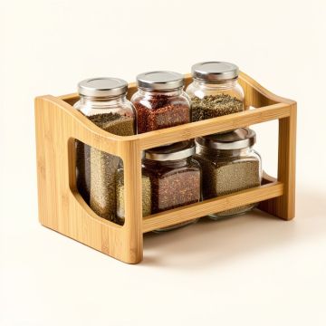 Expandable Bamboo Spice Rack (synthetic illustration; no displayed measurements)