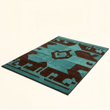 Bridgeton Geometric Hand Hooked Teal/Dark Brown Indoor / Outdoor Area Rug (synthetic illustration; no displayed measurements)