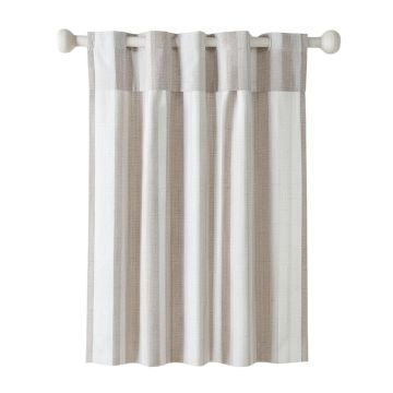 Textured Slub Anti-Dust Striped Semi-Sheer Rod Pocket Single Curtain Panel
