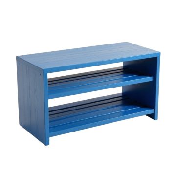 Oak Bend Shoe Storage Bench - Blue
