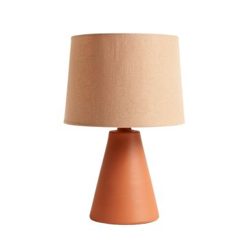 Summit Branch Table Lamp With A Plain Fabric Shade - Terracotta
