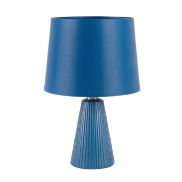 River Crossing Table Lamp With A Plain Fabric Shade - Blue