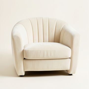 Glen Edge Upholstered Armchair - Ivory (synthetic illustration; no displayed measurements)
