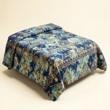 Tie Dye Tribal Boho Pattern With Odd Geometric Triangles And Sacred Shapes Duvet Cover Set (synthetic illustration; no displayed measurements)