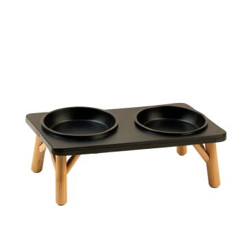 Willow Brook Pet Feeding Stand With Two Plain Empty Bowls - Black