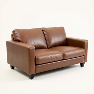 Delonge 64 '' Genuine Leather Recessed Arm Loveseat (synthetic illustration; no displayed measurements)