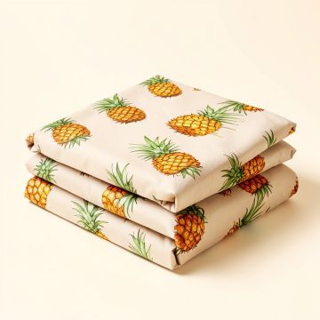 Pineapple Garland Floral 100 % Cotton Sheet Set (synthetic illustration; no displayed measurements)