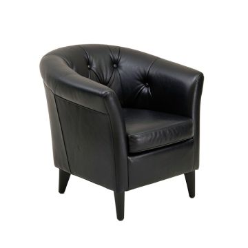 Sheffield 27 '' Wide Tufted Top Grain Leather Barrel Chair
