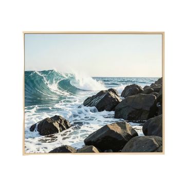 Panoramic Waves Breaking On Rocks In The Sea