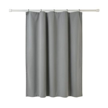 Clay Bend Shower Curtain Hanging Flat From A Plain Rod - Gray