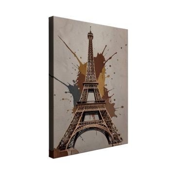 Modern Art Paris Eiffel Tower Splashes Graphic Art On Wrapped Canvas