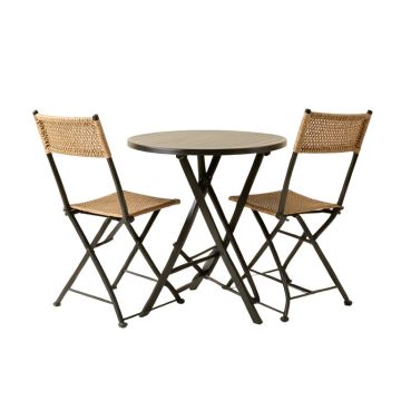 3 Pcs Outdoor Folding Bistro Table Chairs Set