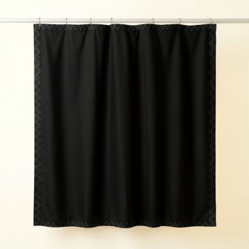Moss Falls Shower Curtain Hanging Flat From A Plain Rod - Black (synthetic illustration; no displayed measurements)