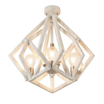 Naomi 4 - Light Unique Geometric Chandelier With Wood Accents