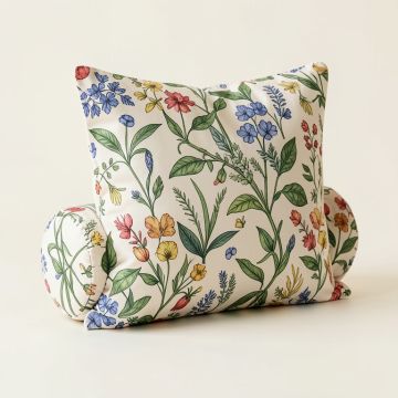 Williamsburg Garden Image Cotton Boudoir/Breakfast Neckroll (synthetic illustration; no displayed measurements)