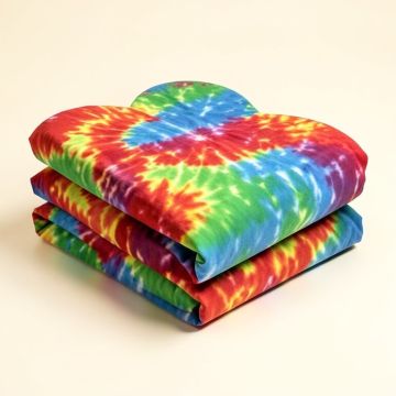 70S Party Peace And Love Groovy Sixties Tie Dye Effect Heart Shaped Duvet Cover Set (synthetic illustration; no displayed measurements)